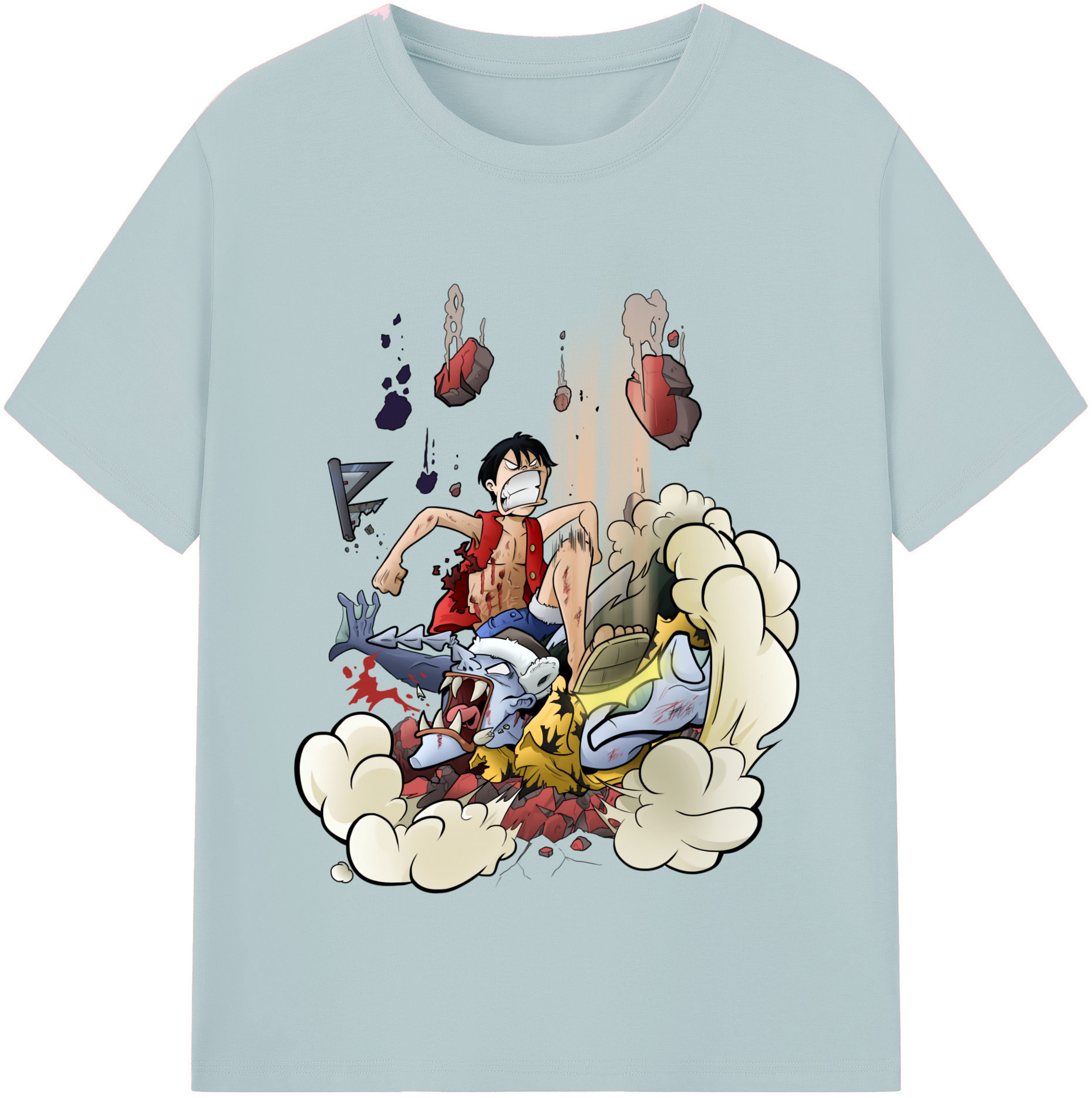 ワンピース モンキー・D・ルフィ ONE PIECE Monkey D. Luffy 綿100％半袖Tシャツ（フロントプリント）